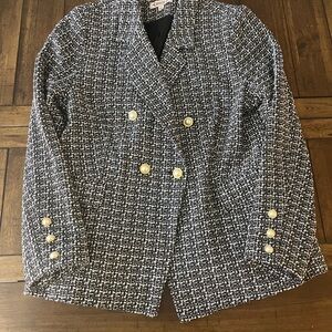 Nanette Lepore Black and White Blazer with button detail